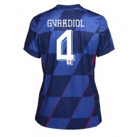 Camiseta Croacia Josko Gvardiol #4 Segunda Equipación Replica Eurocopa 2024 para mujer mangas cortas